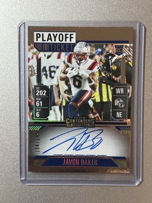 Javon Baker New England Patriots Panini Contenders NFL 2024 ROOKIE AUTO SP /149