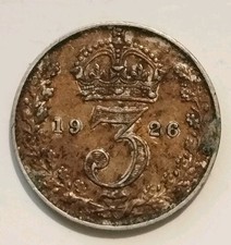 King George V Silver Threepence  Toned 1926