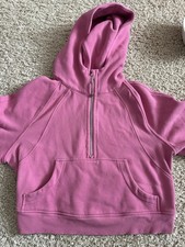 Lululemon Scuba Oversized Half-Zip Hoodie Pink Cropped Womens
