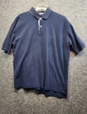 Tommy Hilfiger Men's Blue Short Sleeve Collared Logo Polo Shirt Regular Size XL