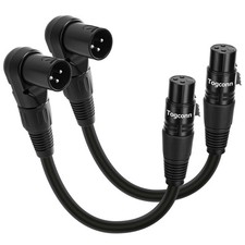 2-Pack Right Angle XLR Microphone Extension Cable Adapter 0.6 Feet, 90 Degree...