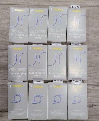 12 Pack -  Of Heyday 3 FT Fast Charging Cable USB-C To USB-C LOT #1
