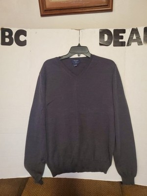 Brooks Brothers Extra Fine Italian 100%  Merino Wool Charcoa Sweater Polo Mens L