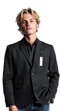 Kenneth Cole New York Men  s 42R Black Blazer 2-Button Single-Breasted Notch