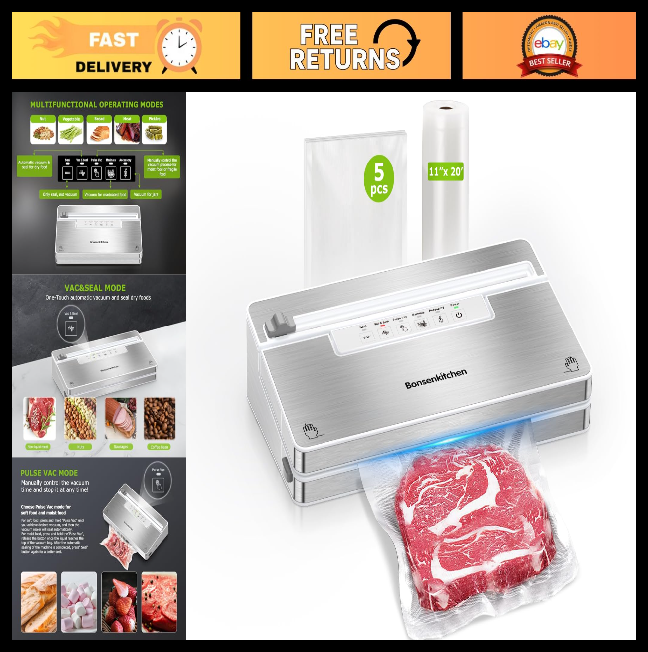 Stainless Steel Vacuum Sealer Machine with Cutter