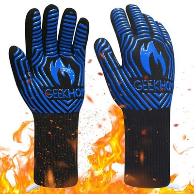 Grillhandschuhe, 800 °C / 1432 °F extrem hitzebeständig Ofen 33 CM/13 Zoll, blau 