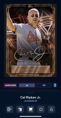DIGITAL TOPPS BUNT Cal Ripken Jr. LEADERS 25 SUPER RARE BRONZE SIGNATURE Read