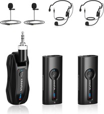 KIMAFUN Wireless Lavalier Microphone System, Wireless 2.4GHz Lapel Mics Handheld