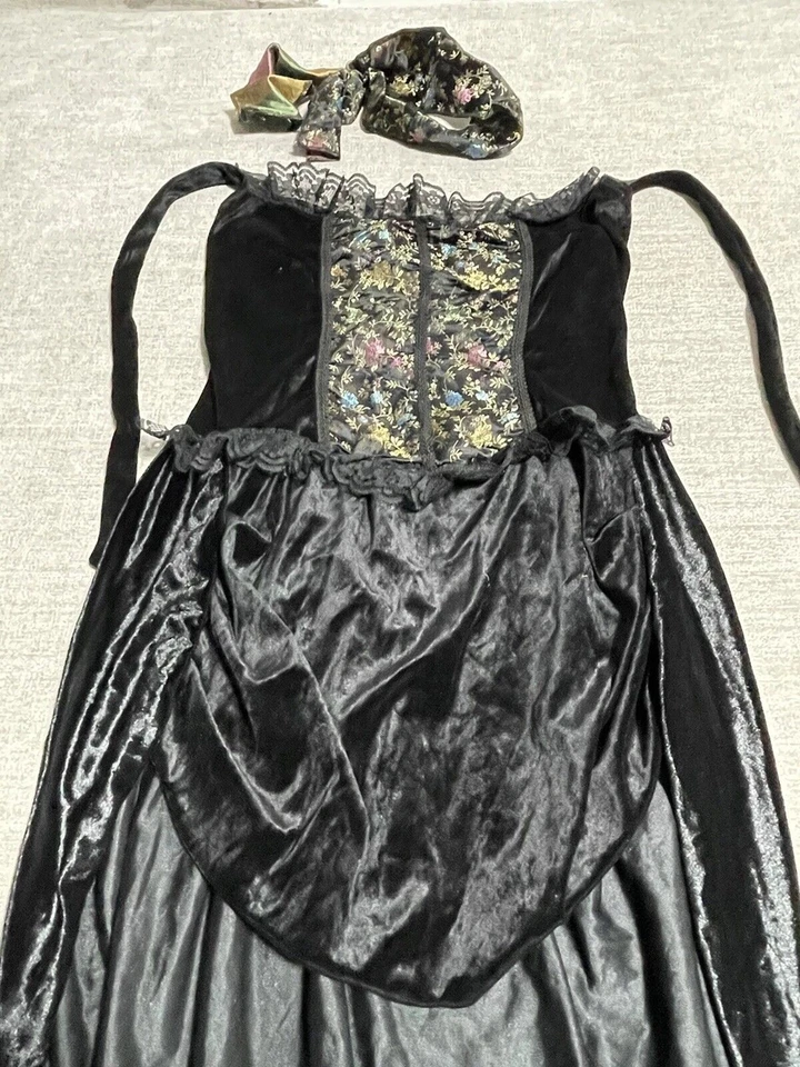 Disfraz Moulin Rouge Adulto Mujer Grande Halloween Terciopelo Negro Mini Vestido Cabaret Foto 2 de 4