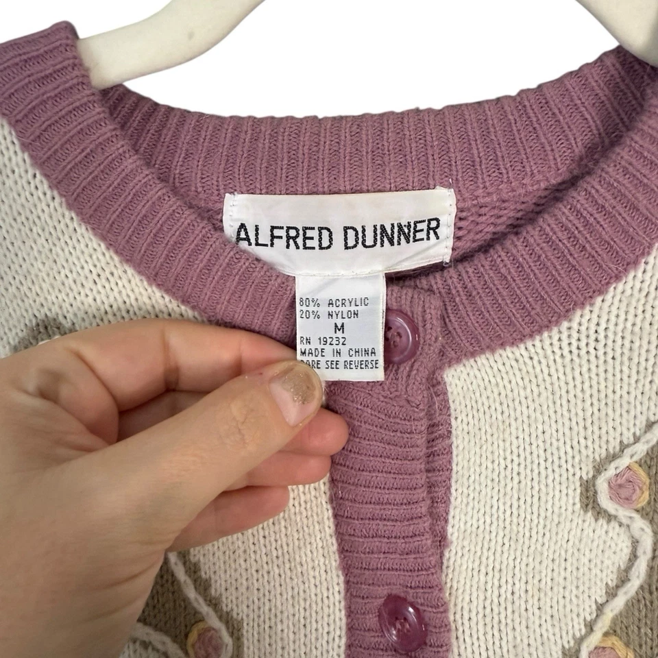 Cárdigan Suéter Vintage Gingerbread House Navidad Rosa Multicolor Mujer’s M Foto 3 de 4