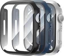 3-Pack Case for Apple Watch 44mm SE 2nd Gen Series 6/5/4/SE with Tempered Glass
