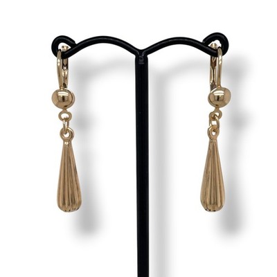9ct Yellow Gold Teardrop Dangle Continental Clip Earrings 2.3g Preloved