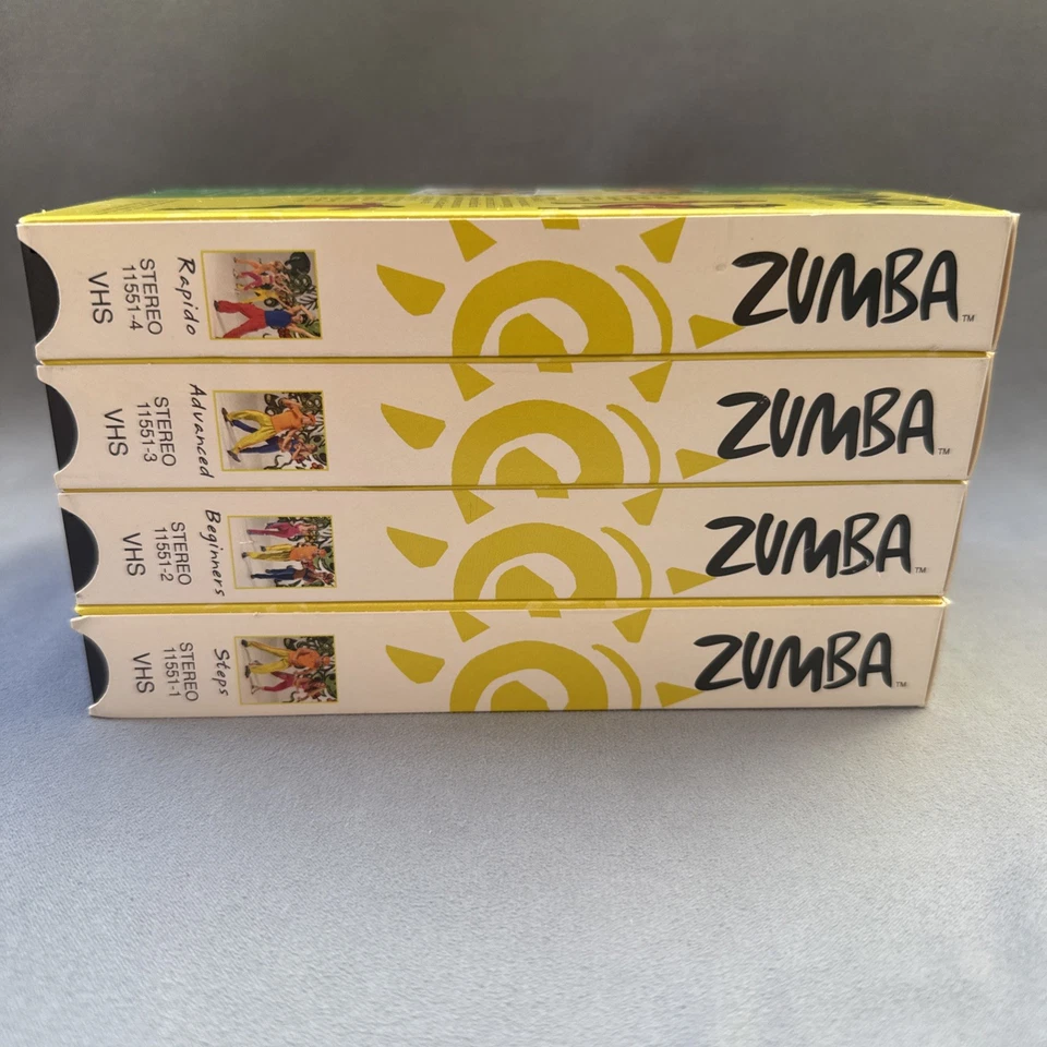 Zumba 4-Tape VHS Set: Steps, Beginners, Advanced, Buns Thighs Abs Vintage 2002 - Image 4 of 4