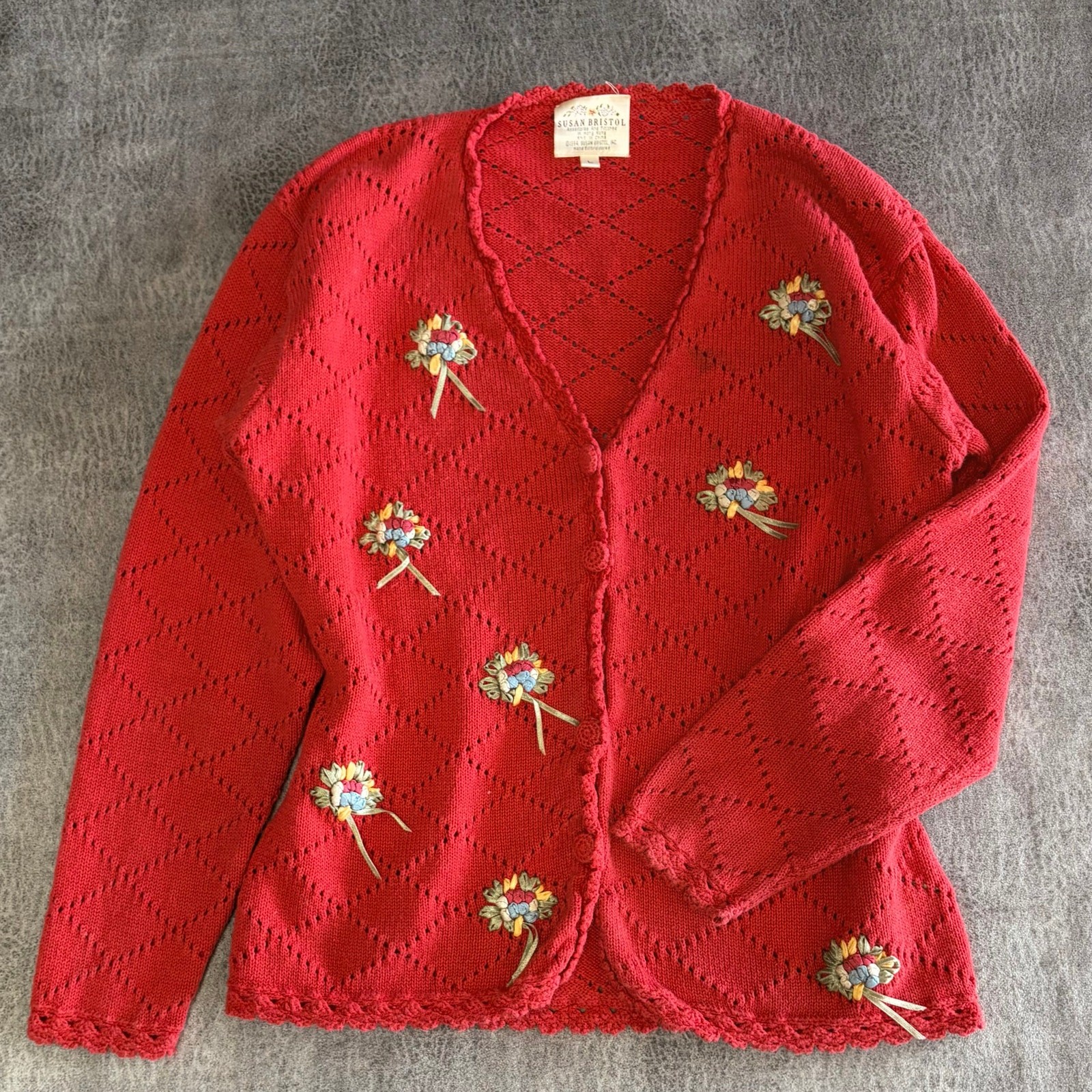 Vintage Susan Bristol Floral Embroidered Sweater