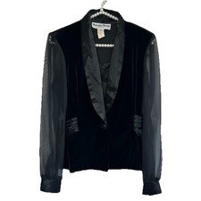 Vintage Velvet Jacket Small Black Sheer Formal Party Long Sl Another Thyme USA