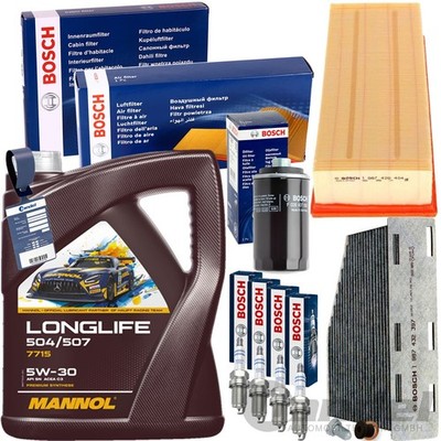BOSCH FILTERSET+MANNOL 5W30  passend für AUDI A3 8P Q3 8U TT VW GOLF 6 PASSAT B6