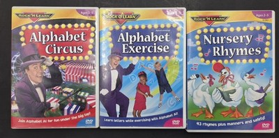 Rock n Learn lot of 3 DVDs Alphabet Circus & Exercise w Nursery Rhymes Used-VG