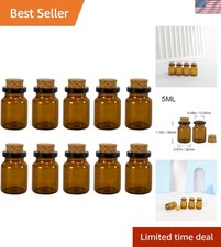 High-Quality 5ml Brown Glass Bottles with Cork   50 Count for Crafting  Gifts