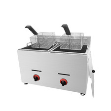 20L Commercial Gas Fryer - Twin Basket Deep Fryer for Chicken & Snacks