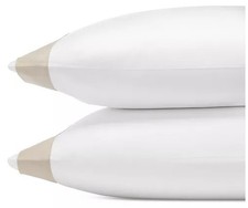  530 FRETTE FLYING EXTRA LONG STAPLE SATEEN KING 2 PILLOWCASES WHITE SAND ITALY