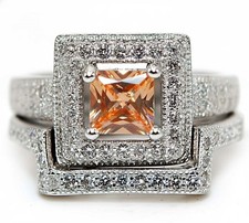 2 Rings in One 2CT Treated Sapphire 925 Sterling Silver Ring Sz 6 MB5-5