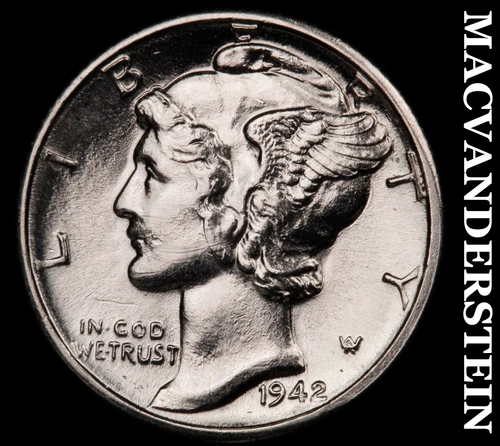 1942-D Silver Mercury Dime-Choice Gem Brilliant Unc +++ FSB No Reserve #G7518