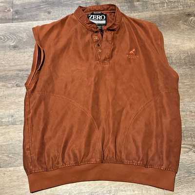 Zero Restriction Vest Mens L Brown Suede Golf Pullover Logo Embroidered