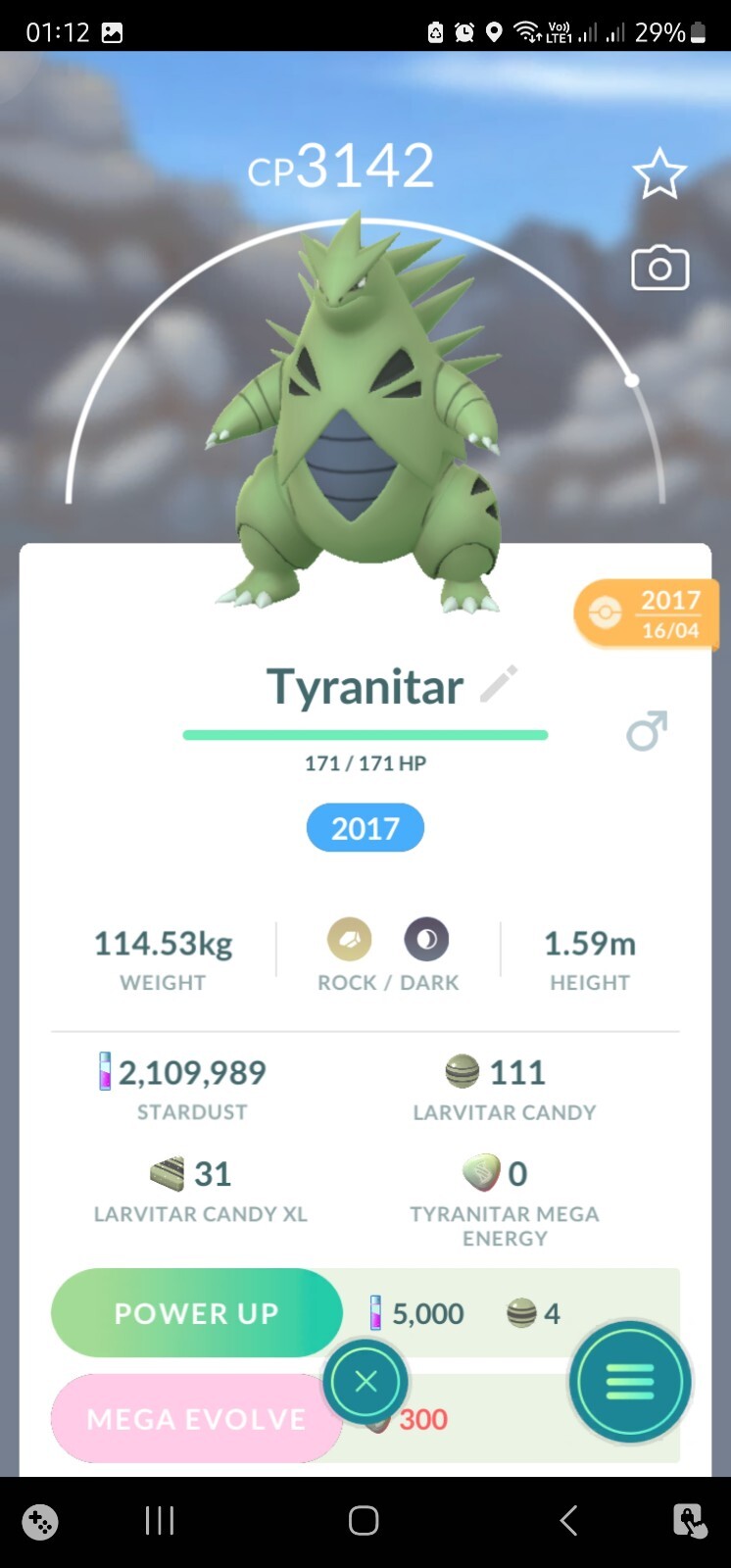 Tyranitar ( Caught In 2017 ) Pokemon Tr@de Go