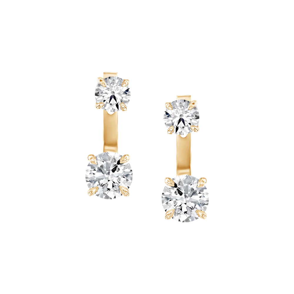 Diamond Drop Earring  Lab Grown 3 Carat 18k Yellow Gold Round Cut Black Friday
