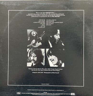 The Beatles Let It Be LP 1979 Capitol SW11922 Poster Photo Sleeve