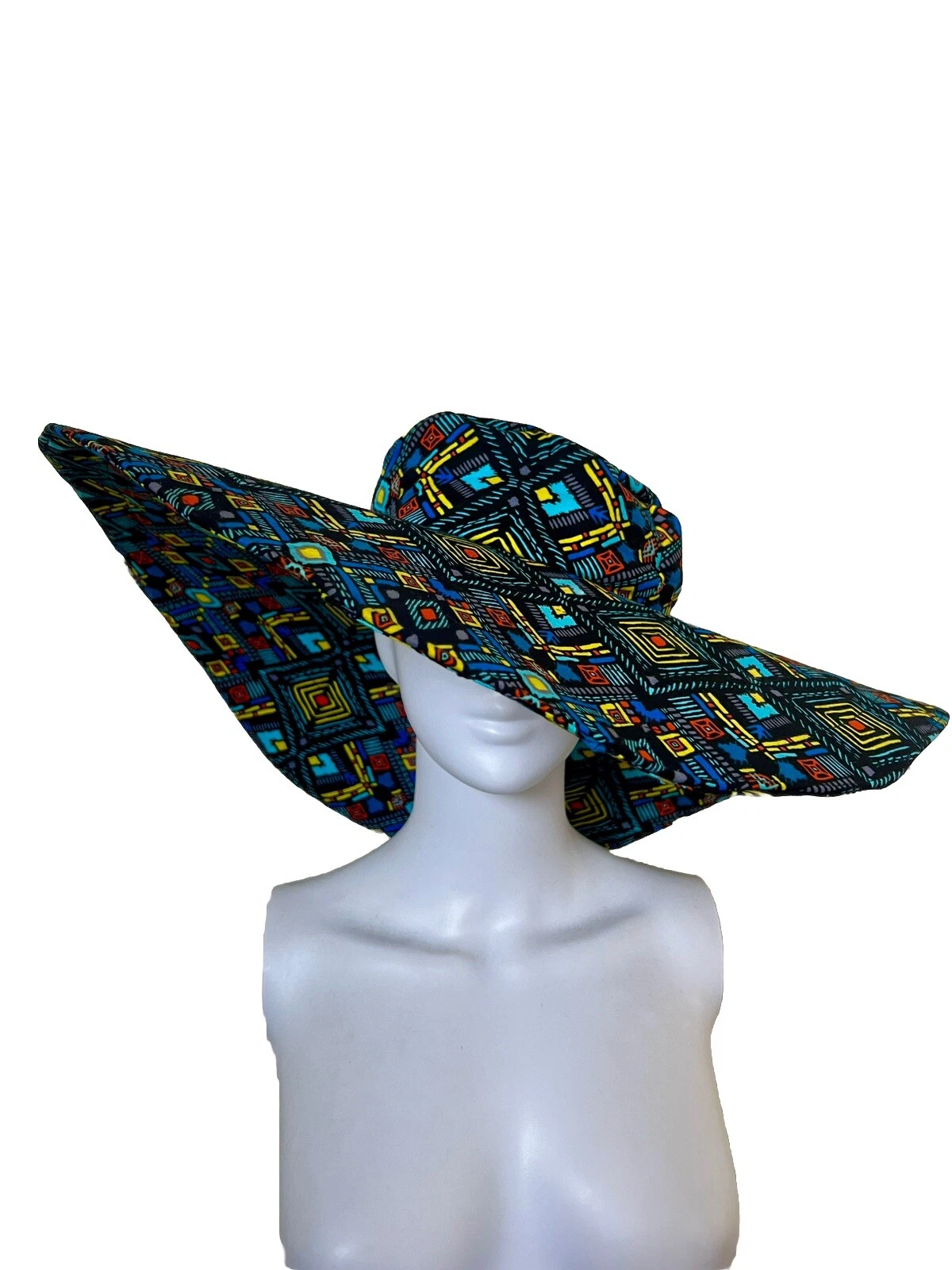 Sun Hat Wide Brim African Foldable Breathable fabric summer hats for women beach