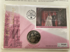 1997 Golden Wedding Anniversary 5 Crowns Coin Cover - Grand Turks First Day Cove