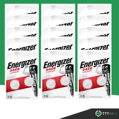 15 x 2er Energizer CR 2450 3V Lithium Batterie Knopfzelle DL2450 30 Stück 620mAh