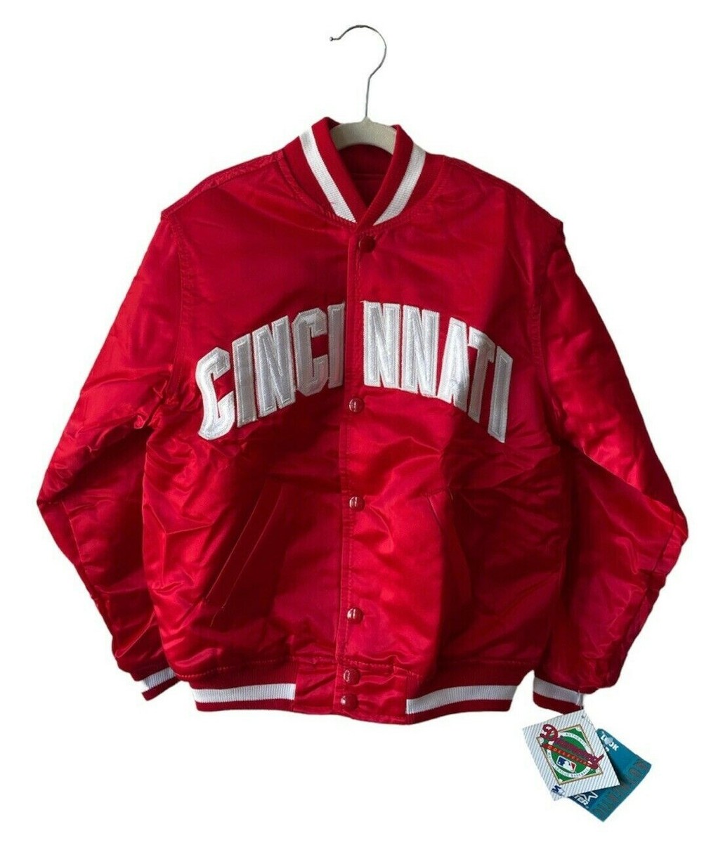 vintage cincinnati reds satin starter jacket youth size