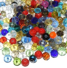 CRX273 Mix Color  Finish 6mm Rondelle Faceted Cut Crystal Glass Beads 200pc