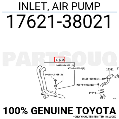 1762138021 Genuine Toyota INLET, AIR PUMP 17621-38021 | eBay 