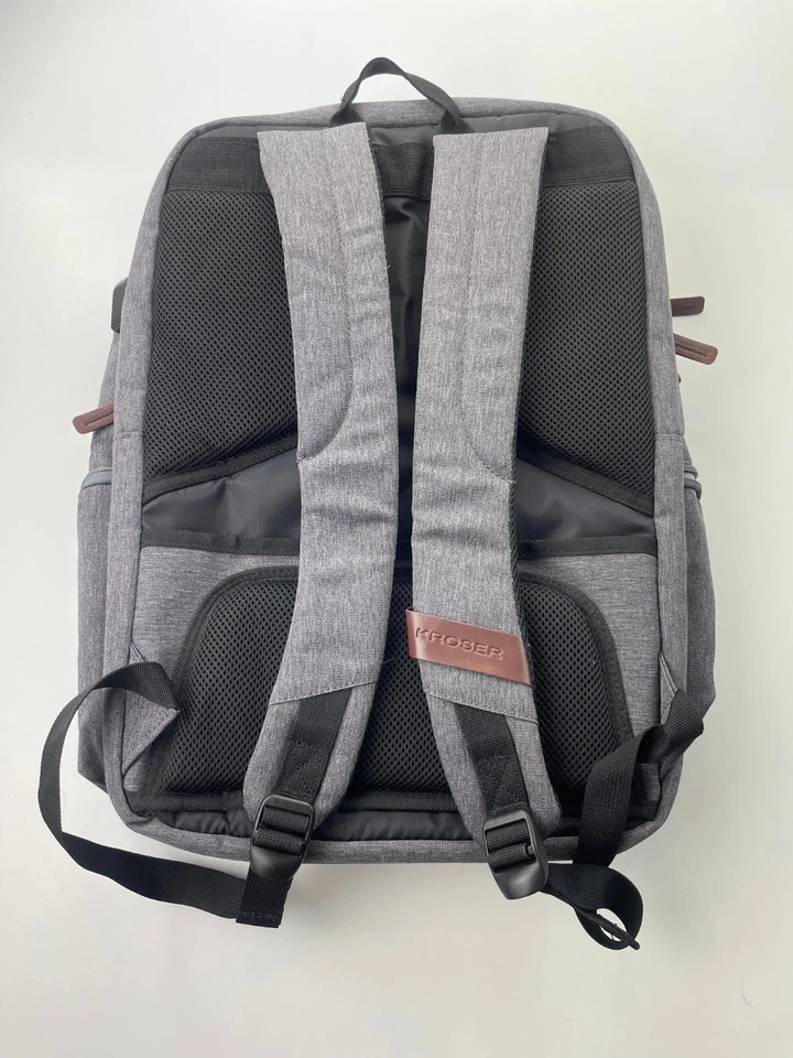 Mochila de viaje para computadora KROSER 17,3 pulgadas gris cable cargador N8 Foto 4 de 4