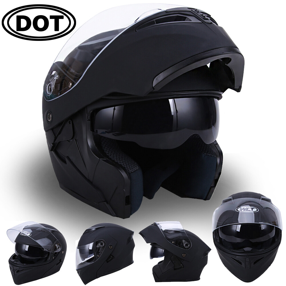 DOT Adult Motorcycle Full Face Helmet Modular Flipup Dual Shield Inner Sun  Visor