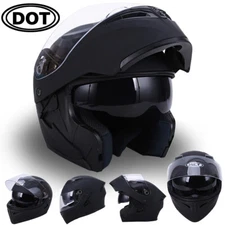 DOT Motorcycle Full Face Helmet Dual Visors Modular Flip up Street Bike Touring