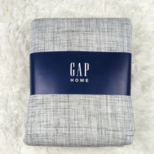 Gap Home Lined Organic Cotton Cross Hatch Gray Window Curtain Pair 48 in x 84 in