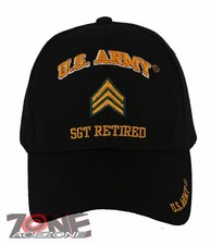 NEW US ARMY SGT RETIRED BALL CAP HAT BLACK