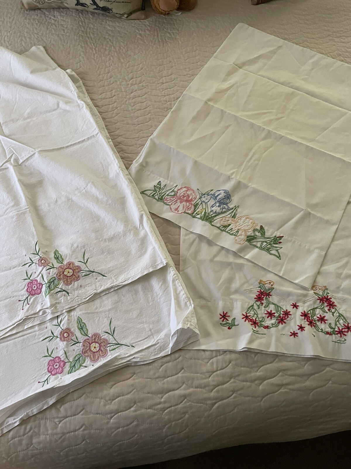 Lot of 4 Hand Stitched Pillow Cases, 2 matching eBay