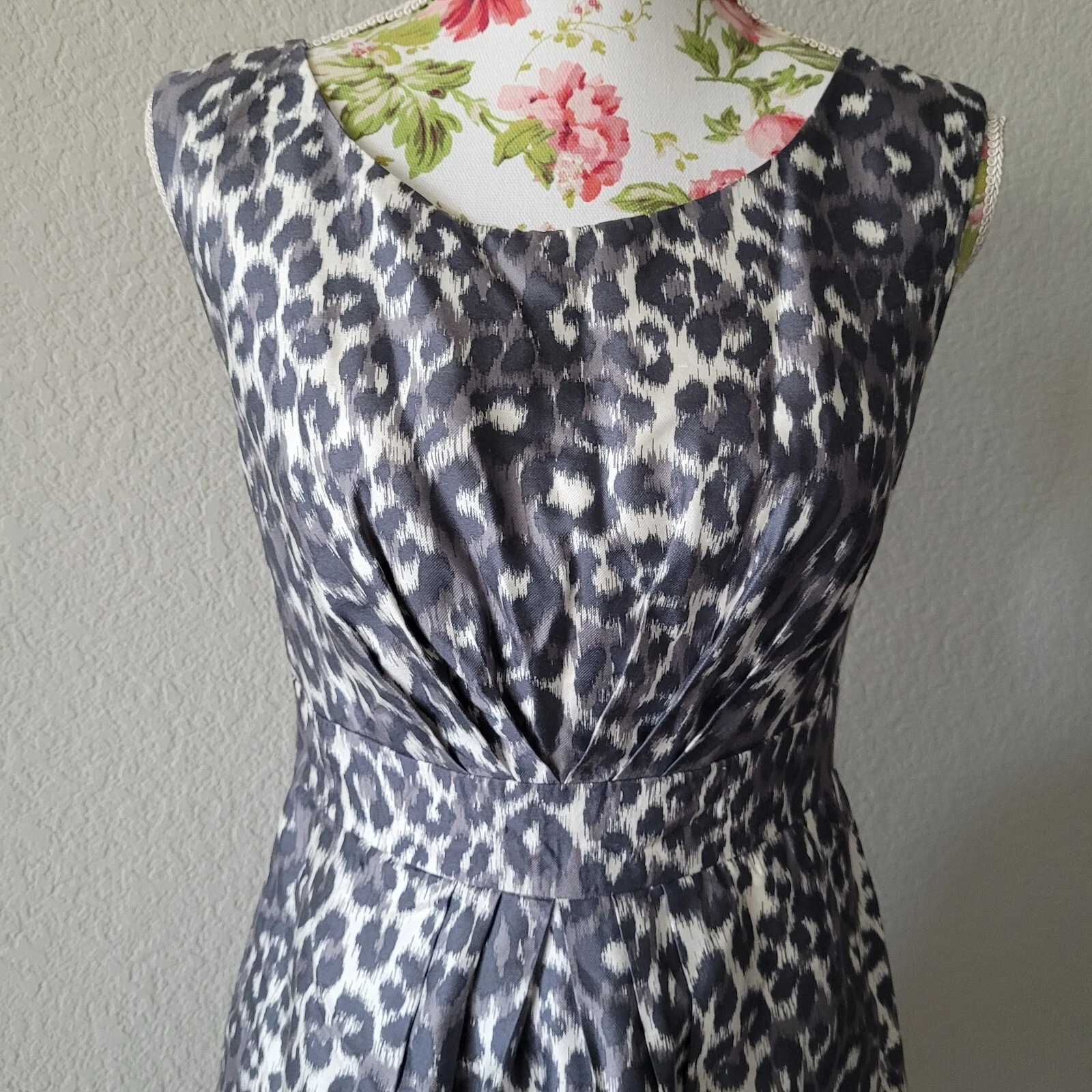 Abito con stampa leopardata nero Kate Spade taglia 4 look for argento fodera...