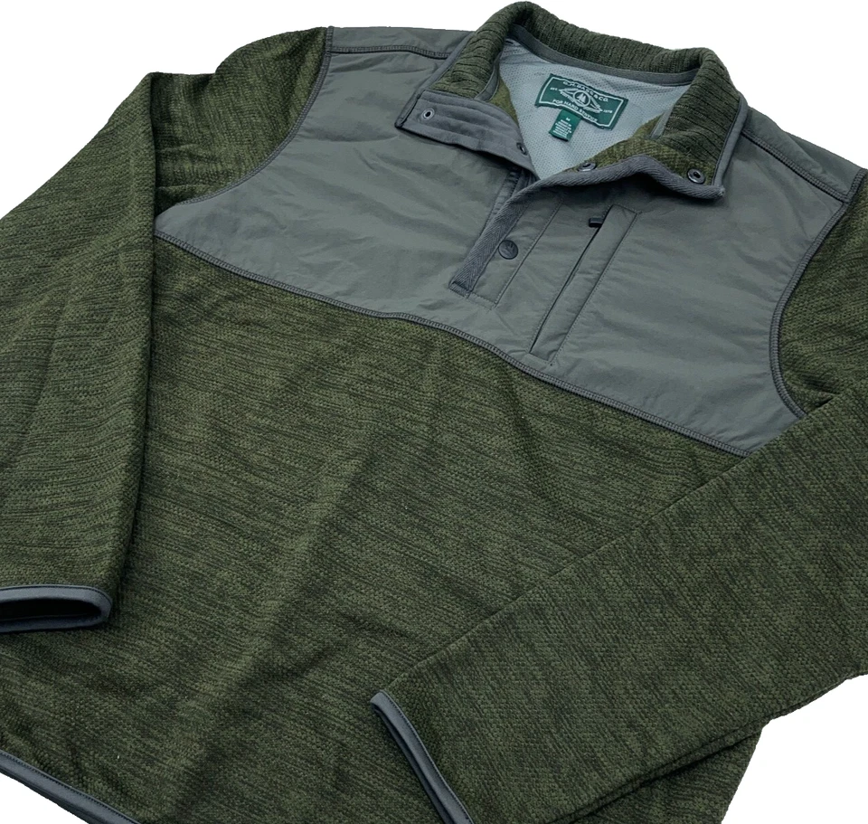 GH Bass Sweater Men Medium Green Pullover Snap T Sweatshirt Performance Olive - Image 3 of 4