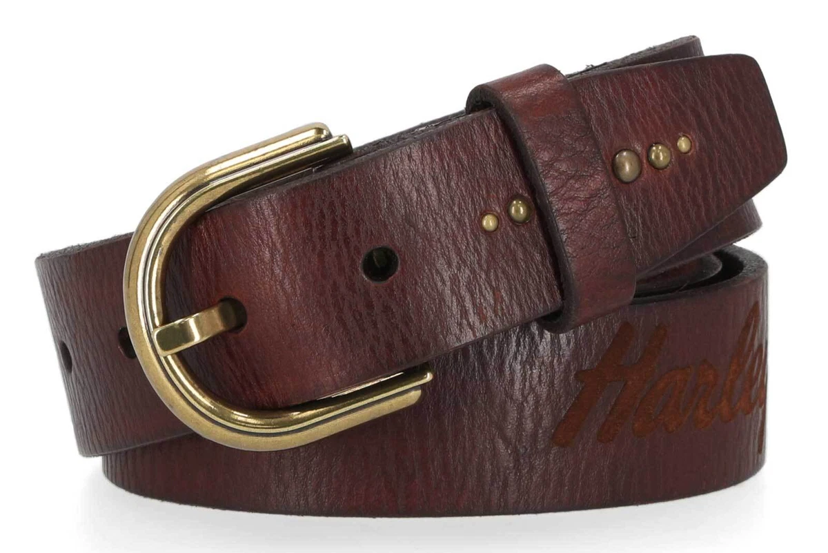 NWOT Women’s Harley Davidson Brown Leather Eagle Buckle Belt Sz 32 Vintage Brown Leather Harley Davidson Belt With Steel Buckle  main image 2