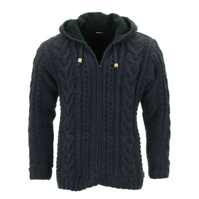 Punto Lana Chaqueta con Capucha de Ochos Forro Polar Cárdigan