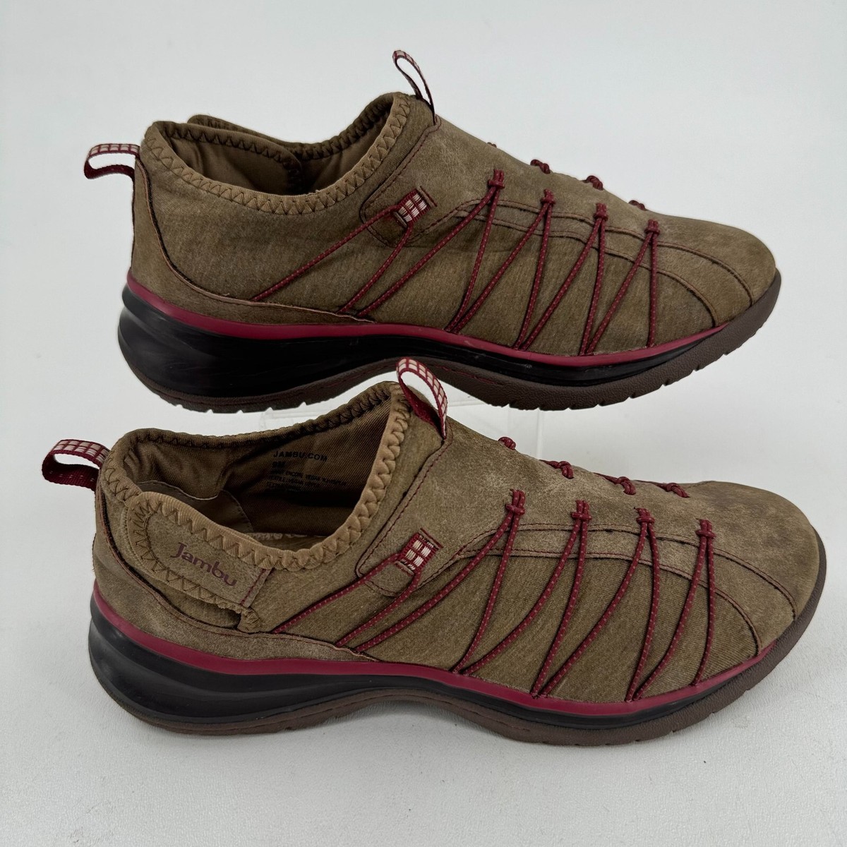 Jambu Encore Vegan WOMENS Brown Burgundy Slip On Hiking Shoes Sneakers SIZE  9M
