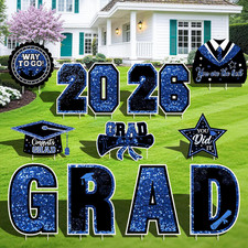 Class of 2026 Yard Signs, 11PCS Blue Black 2026 Graduation Yard Decorations Larg