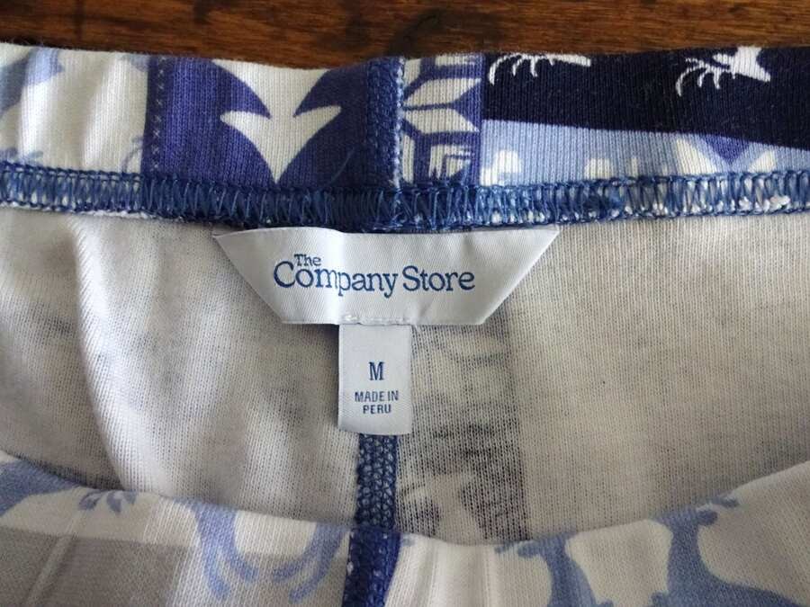 THE COMPANY STORE BLUE White NORDIC Reindeer ORGANIC COTTON 2PC PAJAMA Set MED