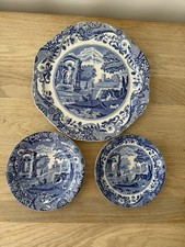 Copeland Spode Italian Plate & Saucers Job Lot Blue White Vintage England